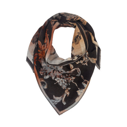FOULARD TRIANGLE TISSE, IMPRIMÉ PAISLEY ET FLEURS