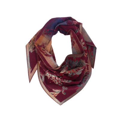 FOULARD TRIANGLE TISSE, IMPRIMÉ PAISLEY ET FLEURS