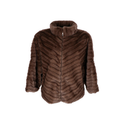 VESTE EN FAUSSE FOURRURE AVEC 2 TONS ET POCHES