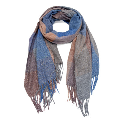 WOVEN WINTER SCARF CHECKED WITH FRINGES