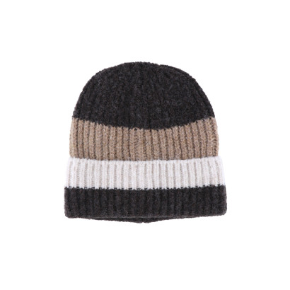 BONNET TRICOTÉ AVEC REVERS ET RAYURES