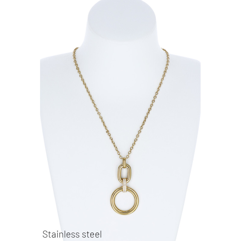 STAINL.STEEL NECKLACE WITH ROUND PENDANT