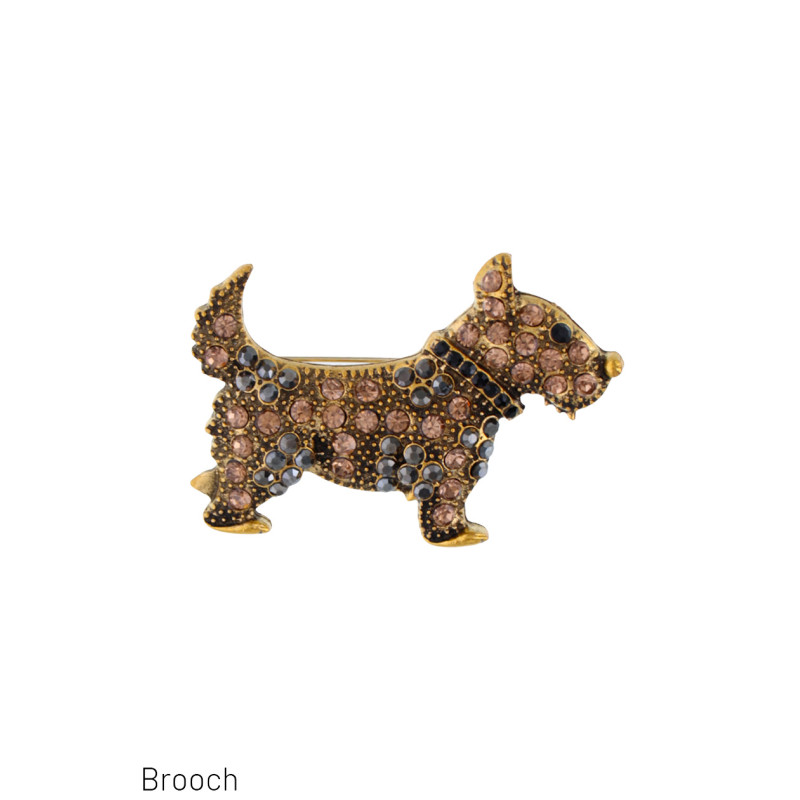 BROCHE EN FORME DE CHIEN AVEC STRASS