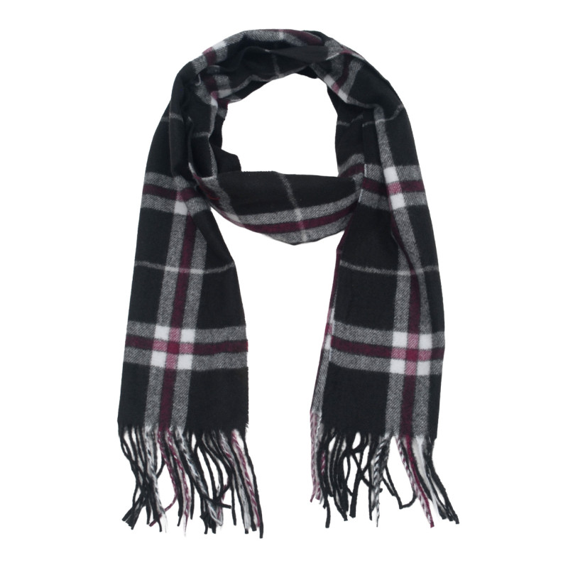 WOVEN WINTER SCARF CHECKED WITH FRINGES