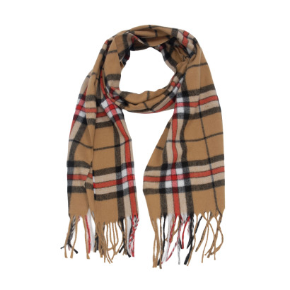 WOVEN WINTER SCARF CHECKED WITH FRINGES