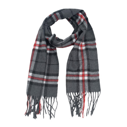 WOVEN WINTER SCARF CHECKED WITH FRINGES