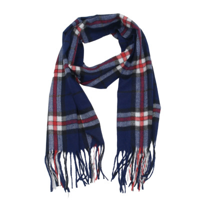 WOVEN WINTER SCARF CHECKED WITH FRINGES