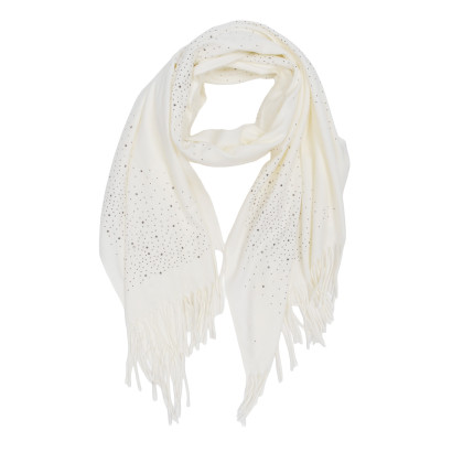 ÉCHARPE TISSÉE DE COULEUR UNIE, FRANGES ET CLOUS