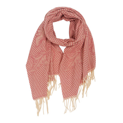 FOULARD TISSÉ AVEC FLEURS, LIGNÉS ET AVEC FRANGES