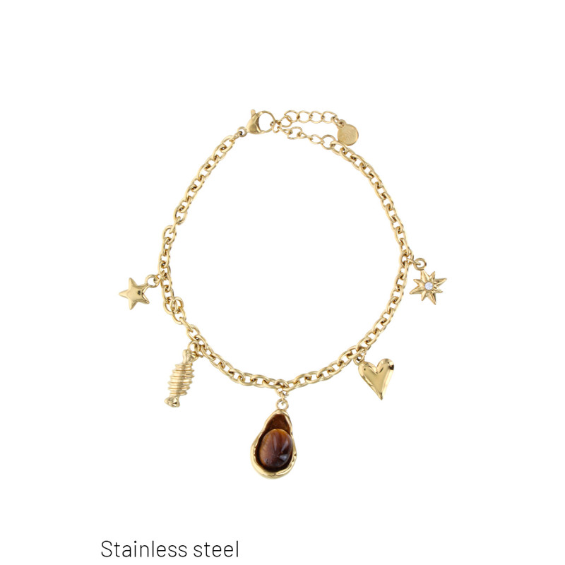 LONG COLLIER EN ACIER INOXYDABLE AVEC PENDENTIF LA