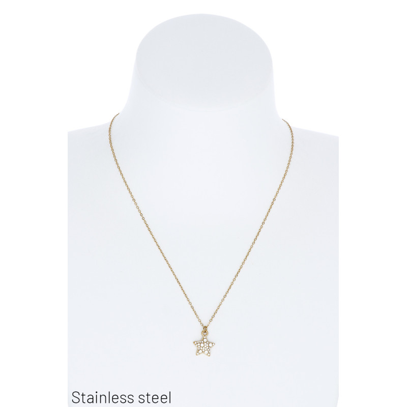 COLLIER EN ACIER AVEC ÉTOILE ET STRASS