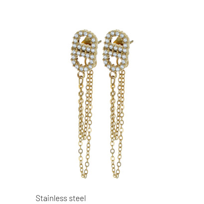 BOUCLES D’OREILLES EN ACIER INOXYDABLE AVEC CHAÎNE