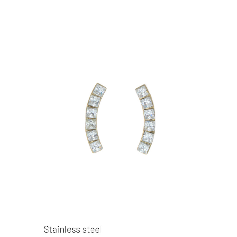 EARRINGS STAINLESS STEEL HALF MOON SHAPE WITH STRA