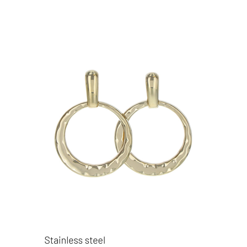 STEEL EARRINGS WITH ROUND SHAPE PENDANT