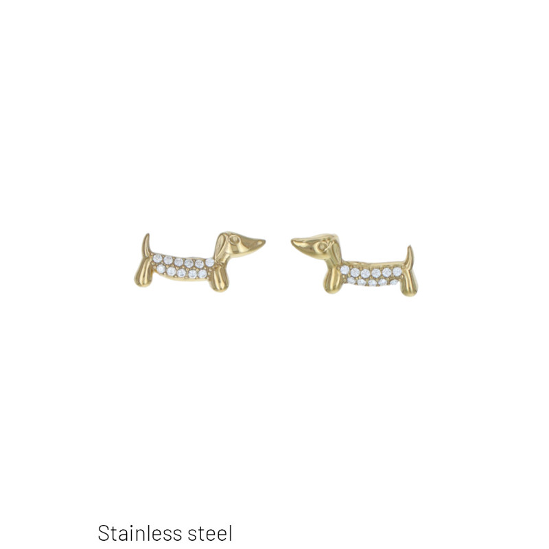 BOUCLES D'OREILLES ACIER FORME CHIEN ET STRASS