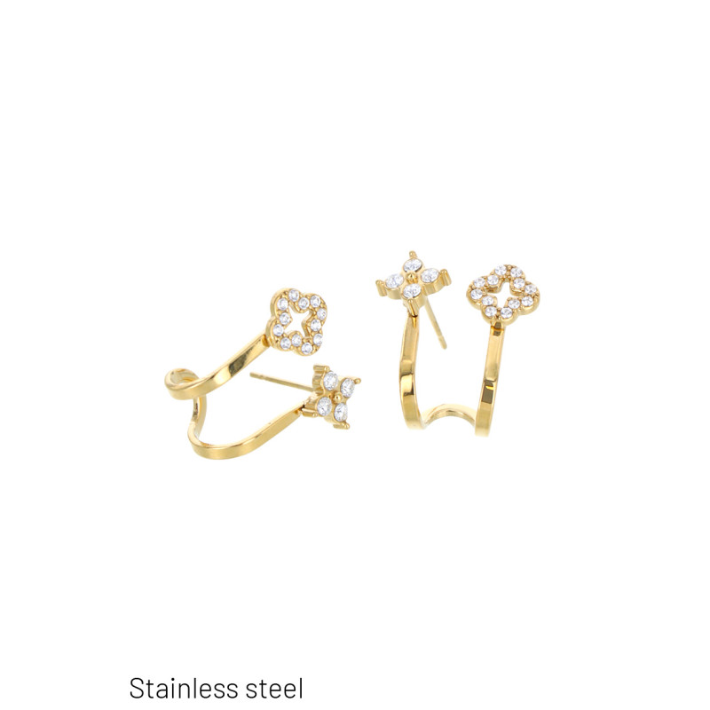MANCHETTE D’OREILLE EN ACIER INOXYDABLE FORME FLEU
