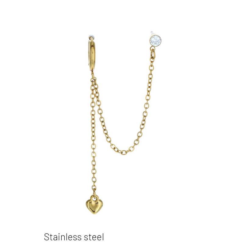 B.O. EN ACIER AVEC PENDENTIFS À MAILLONS & STRASS