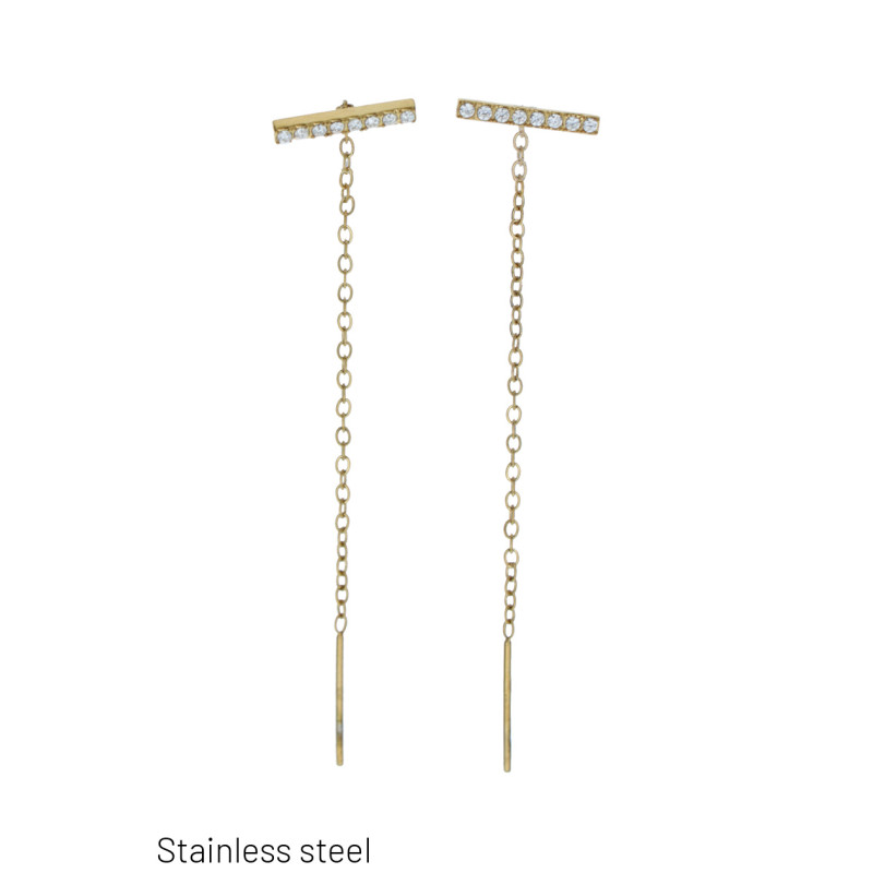 STEEL EARRING WITH CHAIN TASSELS