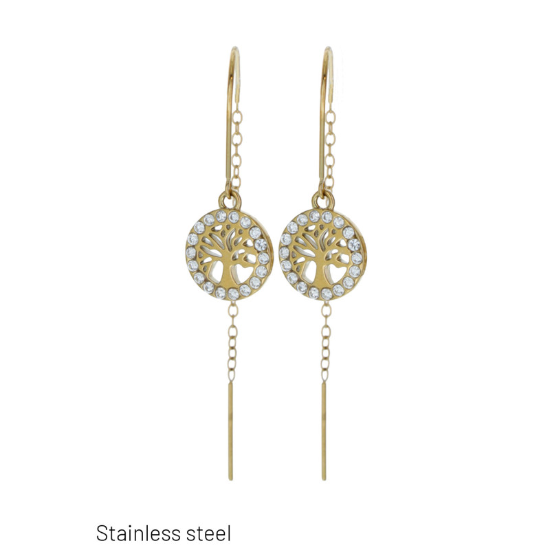 B.O, ACIER EN FORME D'ARBRE DE VIE ET STRASS