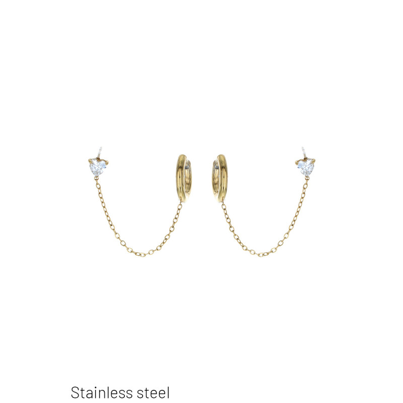 BOUCLES D'OREILLES EN ACIER AVEC MAILLONS