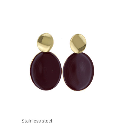 EARRINGS STAINL STEEL OVAL SHAPE