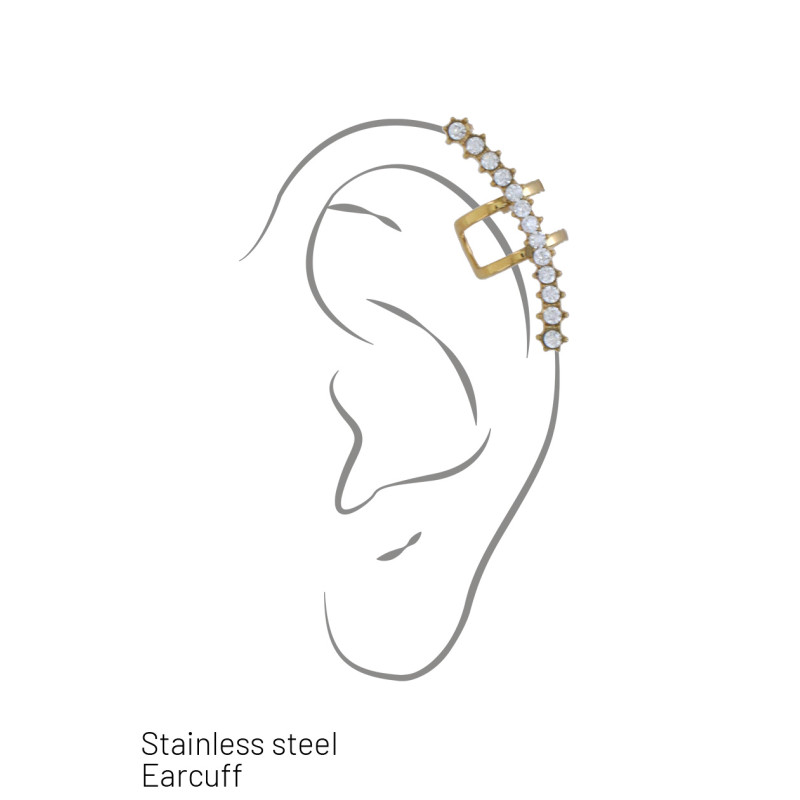 EAR CUFF ACIER AVEC STRASS