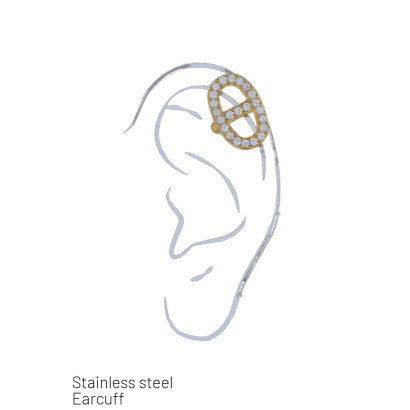 EAR CUFF ACIER OVAEL AVEC...