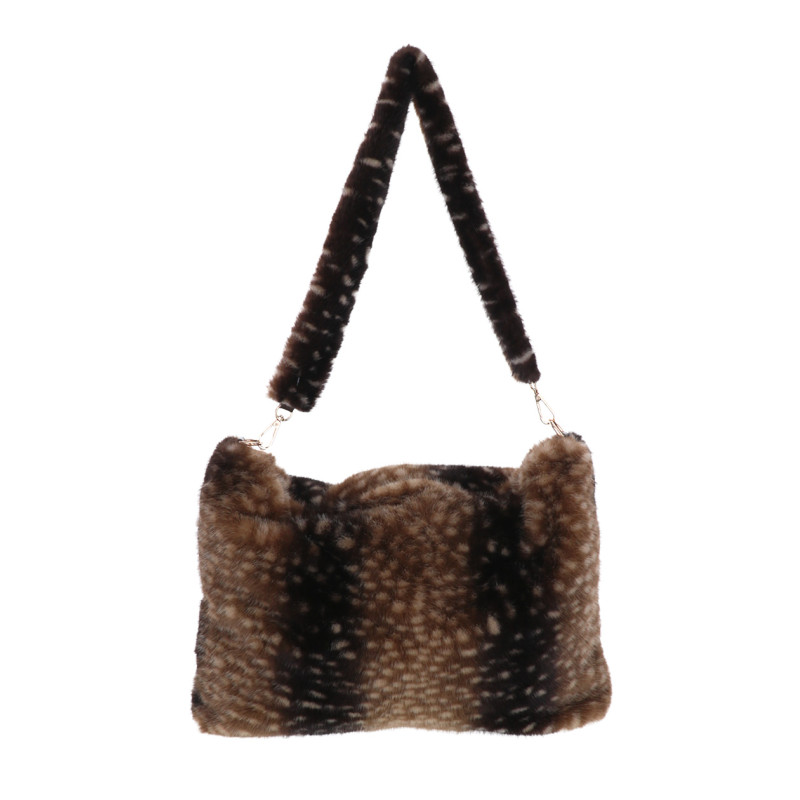 SAC A BANDOULIERE IMITATION FOURRURE, IMPR. ANIMAL