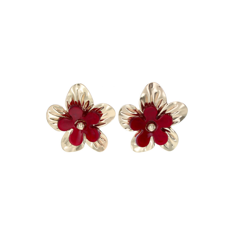 BOUCLES D’OREILLES EN FORME DE FLEUR EN MÉTAL ET R