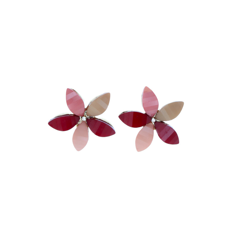 BOUCLES D'OREILLES FORME FLEUR AVEC PIERRE FACETTÉ