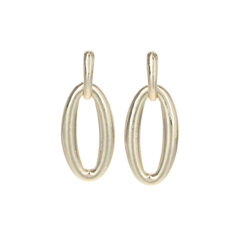 EARRINGS METAL OVAL SHAPE PENDANT