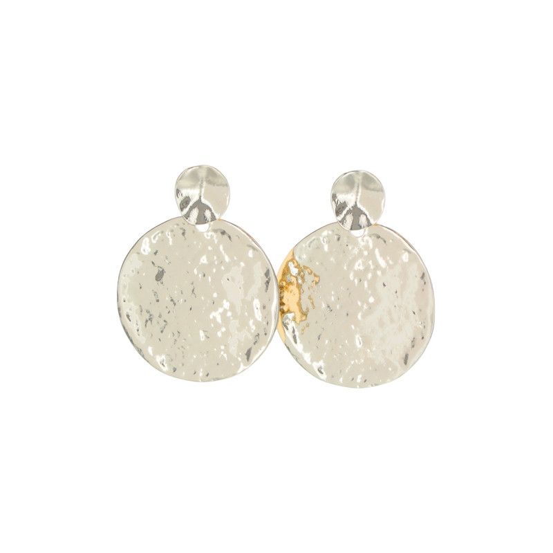 EARRINGS ROUND SHAPE HAMMERED METAL