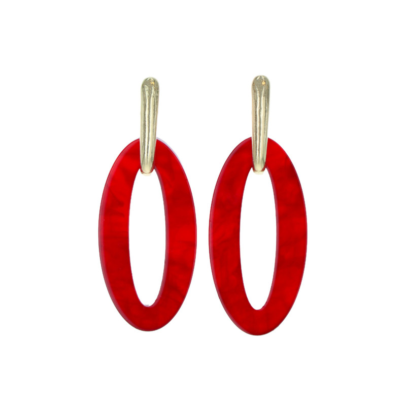 EARRINGS OVAL SHAPE RESIN WITH MARBLE EFFECT