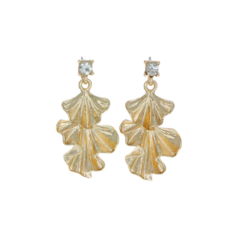 POST EARRING LEAF-SHAPED WITH STRASS
