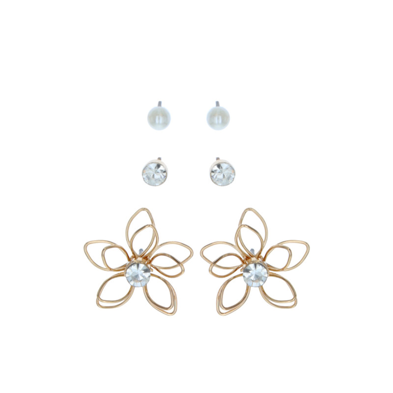 SET: 3 EARRINGS FLOWER SHAPE