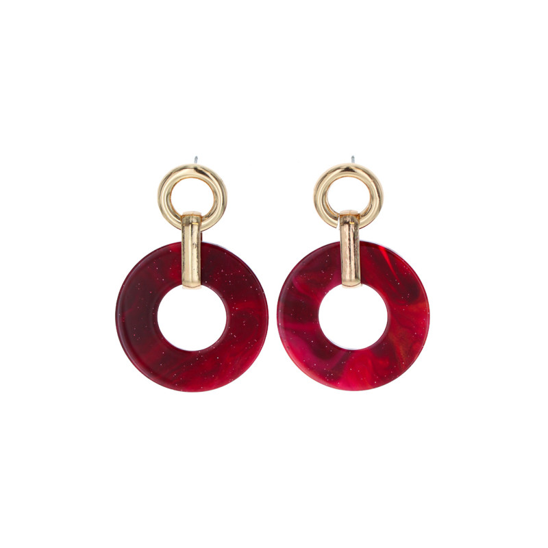 BOUCLES D'OREILLES ANNEAU EN MTAL AVEC PENDANT RO
