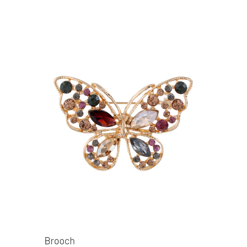 BROCHE AVEC PAPILLION ET PIERRE A FACETTES