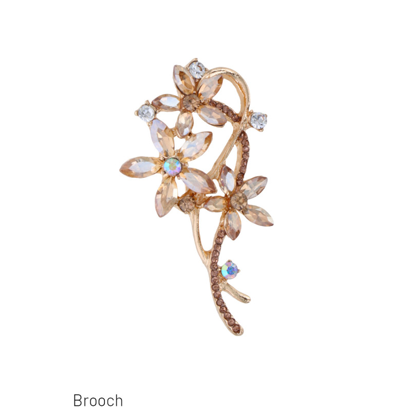 BROCHE AVEC FLEUR ET PIERRE A FACETTES
