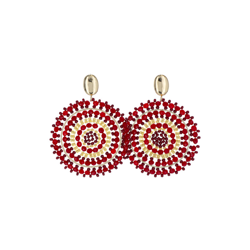 EARRINGS ROUND SHAPE & FACETED BEADS