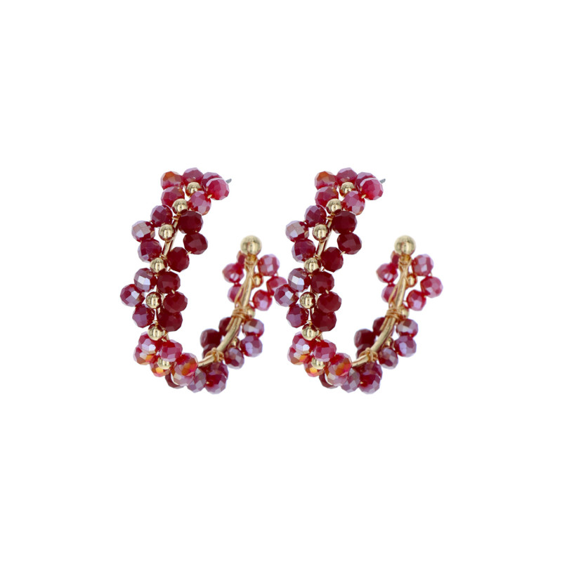 BOUCLES D'OREILLES DEMI-CRÉOLE FLEUR AVEC PERLES F