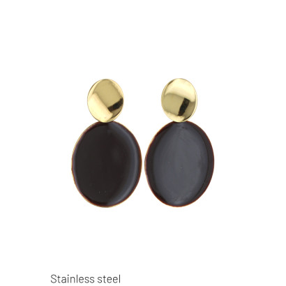 EARRINGS STAINL STEEL OVAL SHAPE