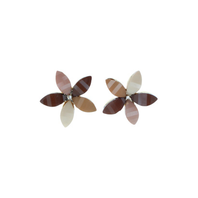 BOUCLES D'OREILLES FORME FLEUR AVEC PIERRE FACETTÉ
