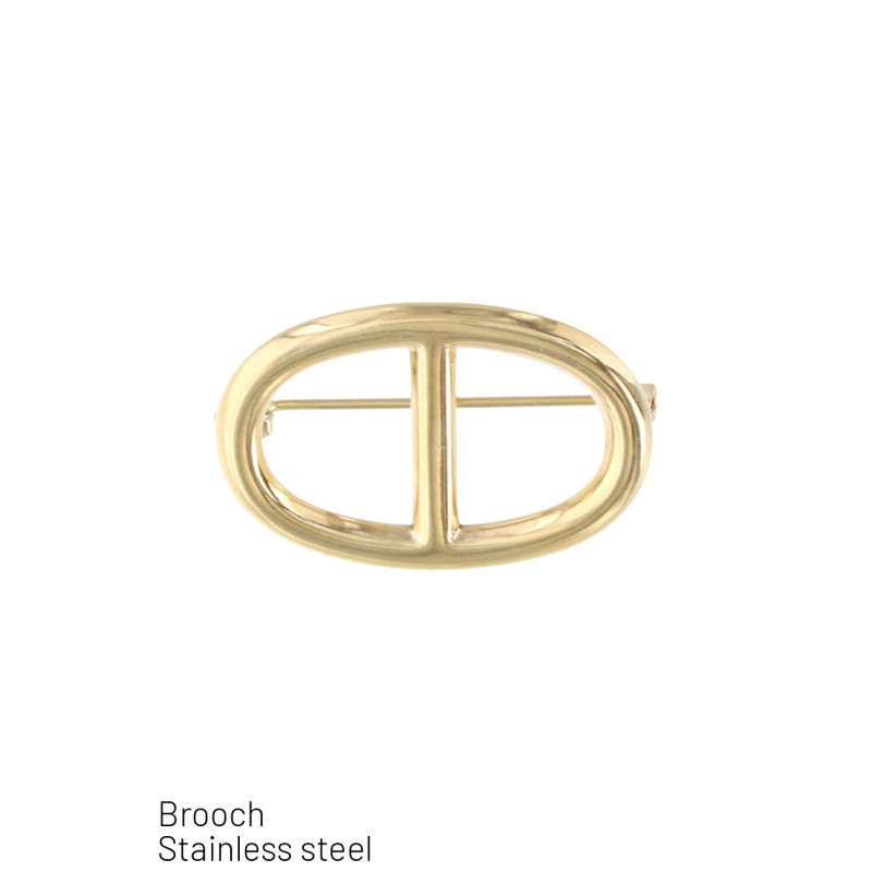 BROCHE EN ACIER INOXYDABLE DE FORME OVALE