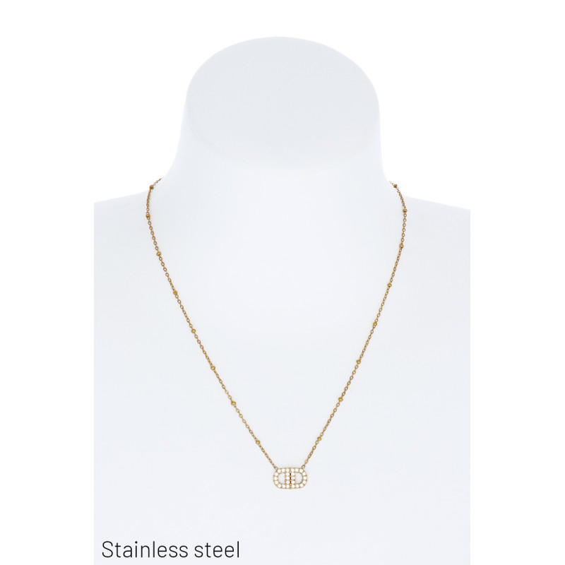 COLLIER EN CHAÎNE OVALE EN ACIER INOXYDABLE AVEC S
