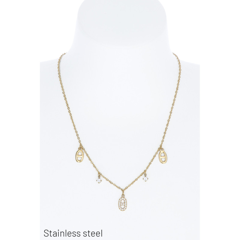 COLLIER EN CHAÎNE OVALE EN ACIER INOXYDABLE AVEC S