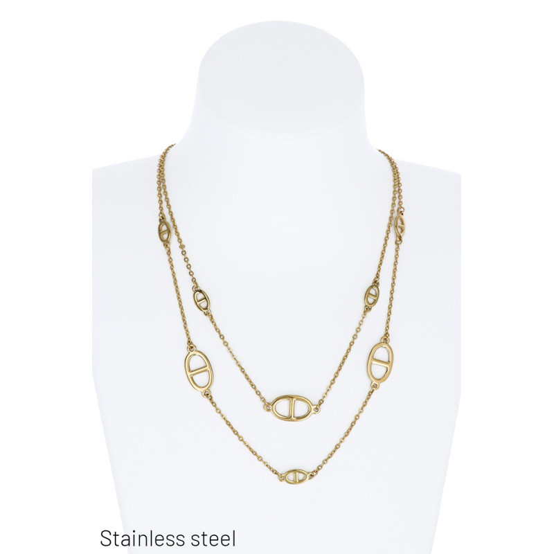LANGE STALEN KETTING MET OVALE VORM