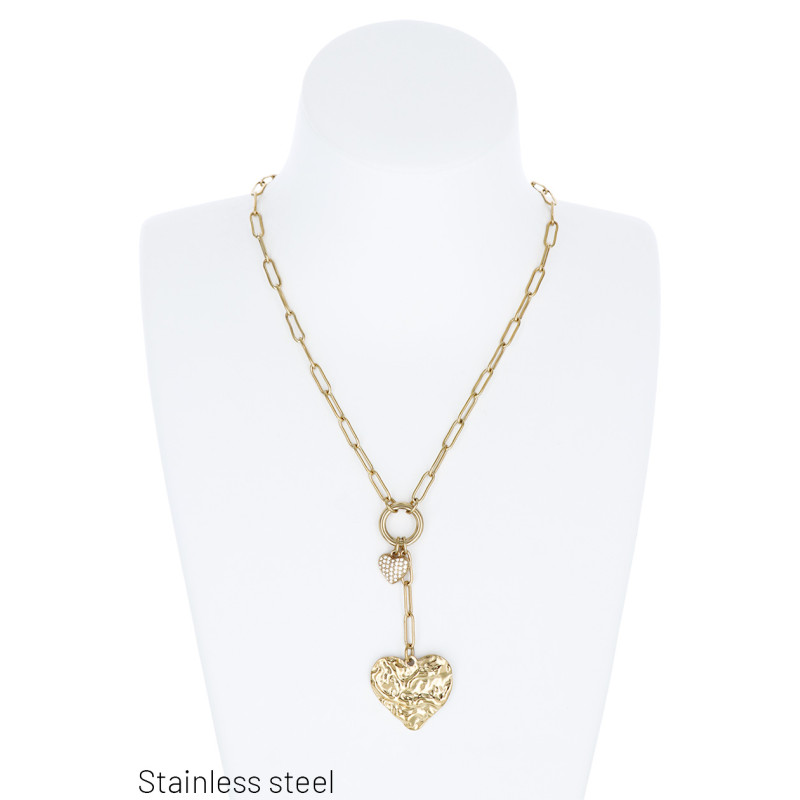 STAAL HALSKETTING MET HARTS KETTING