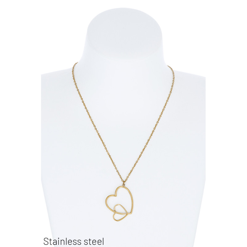 COLLIER ACIER ET PENDENTIF COEUR