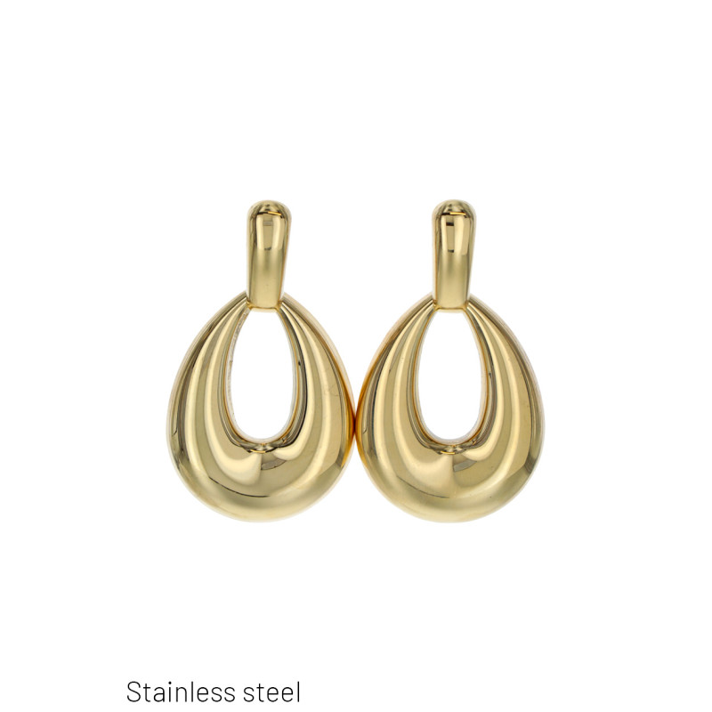 BOUCLES D'OREILLES EN ACIER DE FORME DE GOUTTE