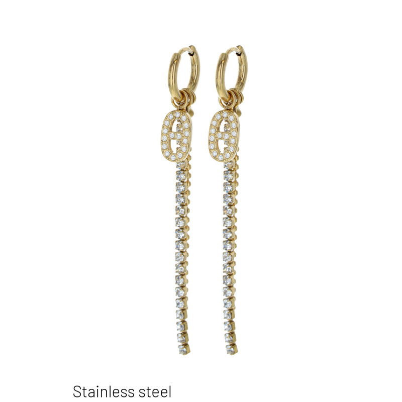 BOUCLES DÂOREILLES CROLES OVALES EN ACIER INOXYDA